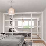 Shaker Luxe Gloss White 4-Door Sliding Wardrobe Door Kit - Gloss White Frame, 4-Panel Mirror Design - Bedrooms Plus
