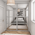 Shaker Luxe Satin Silver 2-Door Sliding Wardrobe Door Kit - Satin Silver Frame, 4-Panel Mirror Design - Bedrooms Plus