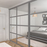Shaker Mirror Sliding Door Wardrobe Kit 3 Panel with Luxe Dust Grey Frame - Bedrooms Plus