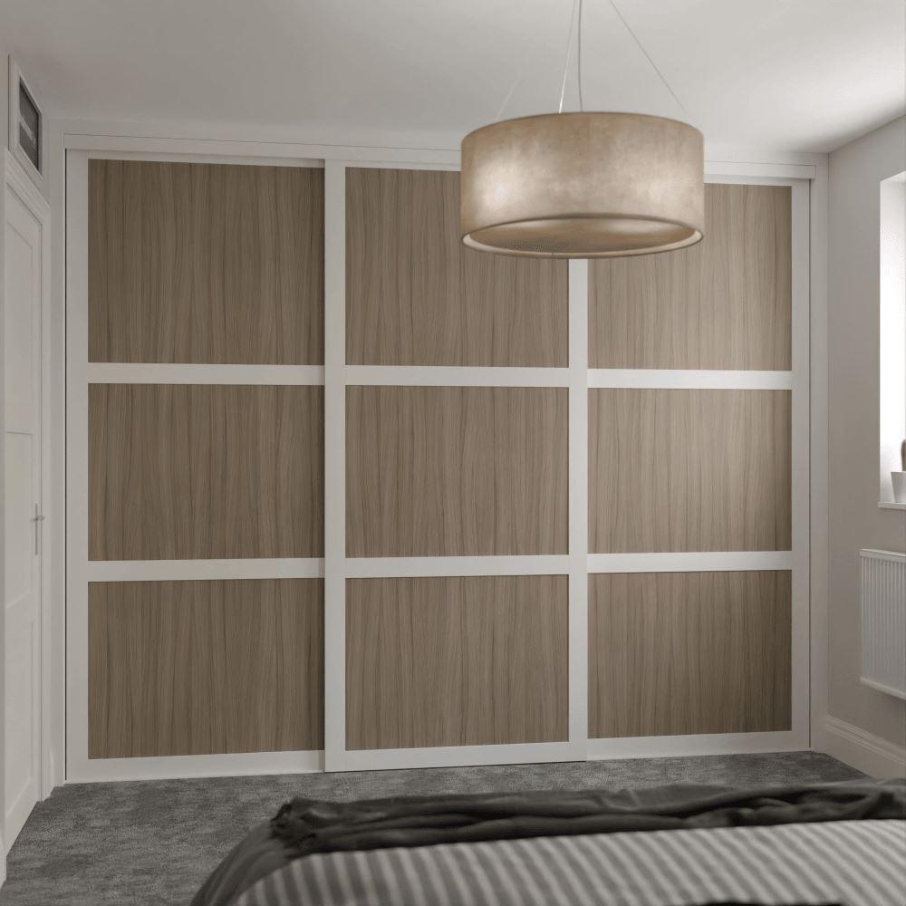 Shaker Sliding Wardrobe Door Kit Shorewood 3 - Door with White Frame - Bedrooms Plus