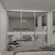 Silver Frame Heritage Sliding Door Wardrobe Kit - 3 Doors - 3 Panels Mirror & Pure White Glass - Made To Measure - Bedrooms Plus