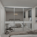 Silver Frame Heritage Sliding Door Wardrobe Kit - 3 Doors - 3 Panels Mirror & Pure White Glass - Made To Measure - Bedrooms Plus