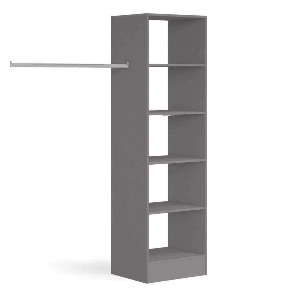 Silver Wardrobe Shelving Unit with 5 Shelves and Hanging Bars - Bedrooms Plus