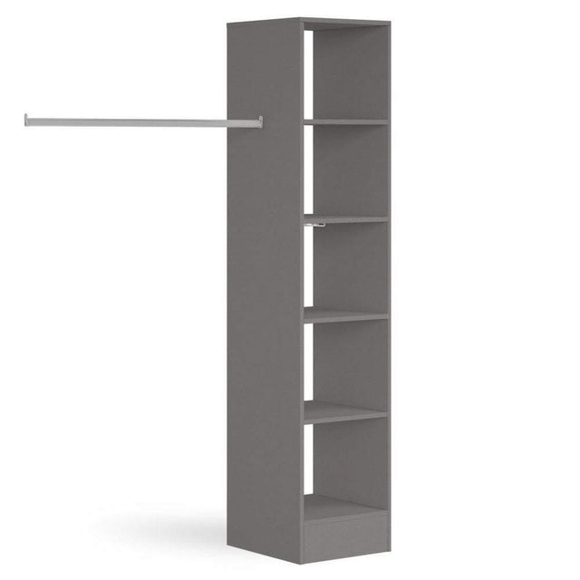 Silver Wardrobe Shelving Unit with 5 Shelves and Hanging Bars - Bedrooms Plus