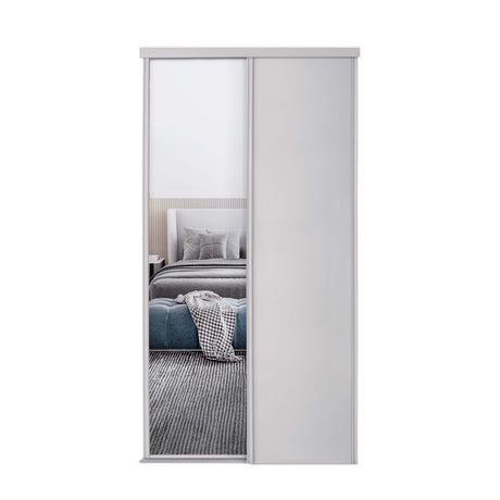 Spacepro Classic 2 Door sliding wardrobe Kit Cashmere frame 1 x Panel 1 x Mirror (w)1185mm - Bedrooms Plus
