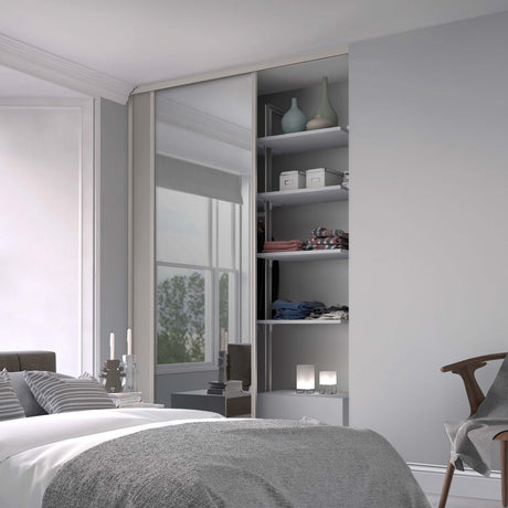 Spacepro Classic 2 Door sliding wardrobe Kit Cashmere frame 1 x Panel 1 x Mirror (w)1185mm - Bedrooms Plus