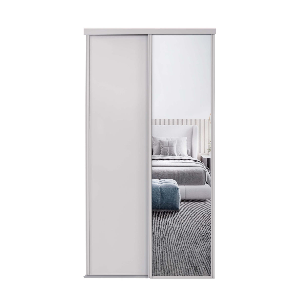Spacepro Classic 2 Door sliding wardrobe Kit Cashmere frame 1 x Panel 1 x Mirror (w)1185mm - Bedrooms Plus
