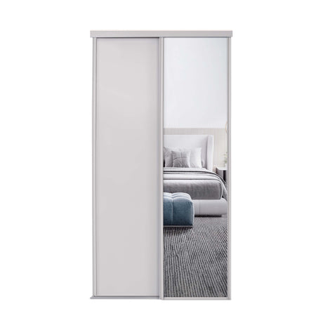 Spacepro Classic 2 Door sliding wardrobe Kit Cashmere frame 1 x Panel 1 x Mirror (w)1185mm - Bedrooms Plus