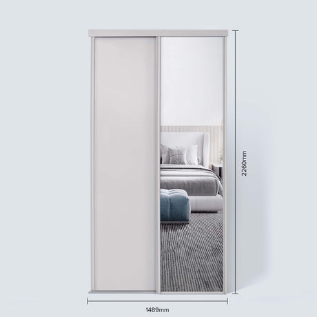 Spacepro Classic 2 Door sliding wardrobe Kit Cashmere frame 1 x Panel 1 x Mirror (w)1489mm - Bedrooms Plus
