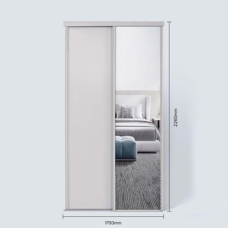 Spacepro Classic 2 Door sliding wardrobe Kit Cashmere frame 1 x Panel 1 x Mirror (w)1793mm - Bedrooms Plus