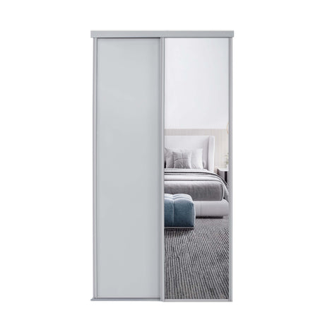 Spacepro Classic 2 Door sliding wardrobe Kit Dove Grey frame 1 x Panel 1 x Mirror (w)1185mm - Bedrooms Plus