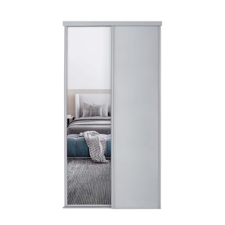 Spacepro Classic 2 Door sliding wardrobe Kit Dove Grey frame 1 x Panel 1 x Mirror (w)1185mm - Bedrooms Plus