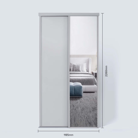 Spacepro Classic 2 Door sliding wardrobe Kit Dove Grey frame 1 x Panel 1 x Mirror (w)1185mm - Bedrooms Plus