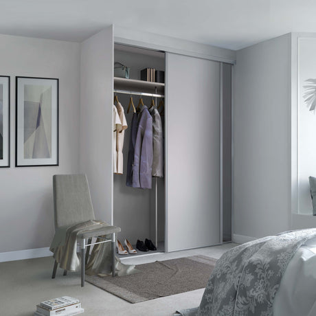 Spacepro Classic 2 Door sliding wardrobe Kit Dove Grey frame 1 x Panel 1 x Mirror (w)1185mm - Bedrooms Plus