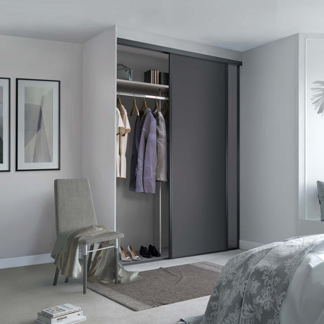 Spacepro Classic 2 Door sliding wardrobe Kit Graphite frame 1 x Panel 1 x Mirror (w)1185mm - Bedrooms Plus