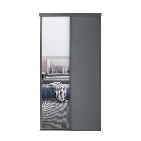Spacepro Classic 2 Door sliding wardrobe Kit Graphite frame 1 x Panel 1 x Mirror (w)1489mm - Bedrooms Plus