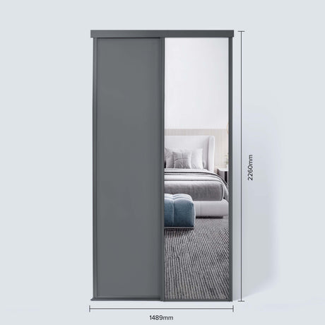 Spacepro Classic 2 Door sliding wardrobe Kit Graphite frame 1 x Panel 1 x Mirror (w)1489mm - Bedrooms Plus