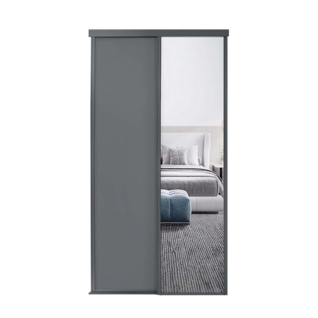 Spacepro Classic 2 Door sliding wardrobe Kit Graphite frame 1 x Panel 1 x Mirror (w)1489mm - Bedrooms Plus