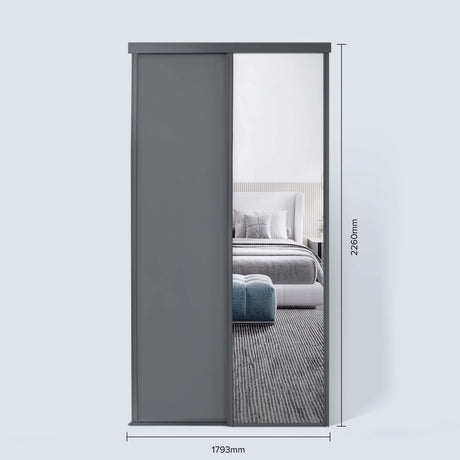 Spacepro Classic 2 Door sliding wardrobe Kit Graphite frame 1 x Panel 1 x Mirror (w)1793mm - Bedrooms Plus