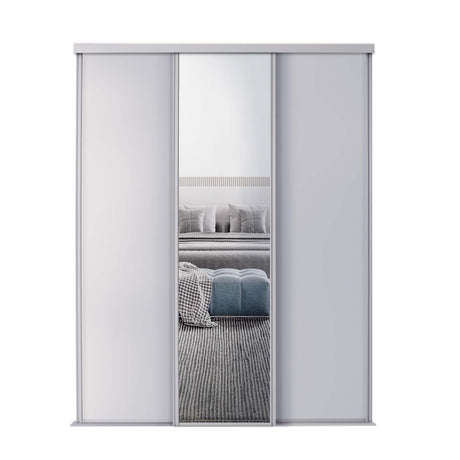 Spacepro Classic 3 Door sliding wardrobe Kit Cashmere frame 2 x Panel 1 x Mirror (w)1760mm - Bedrooms Plus