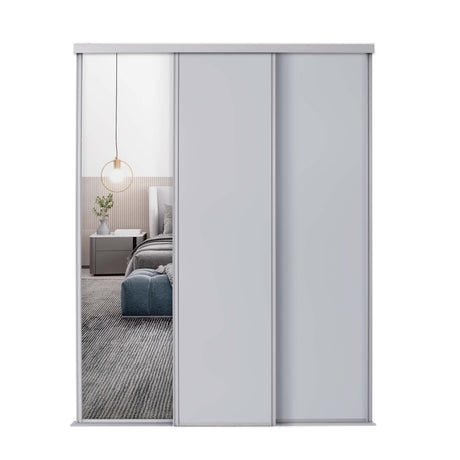 Spacepro Classic 3 Door sliding wardrobe Kit Cashmere frame 2 x Panel 1 x Mirror (w)1760mm - Bedrooms Plus