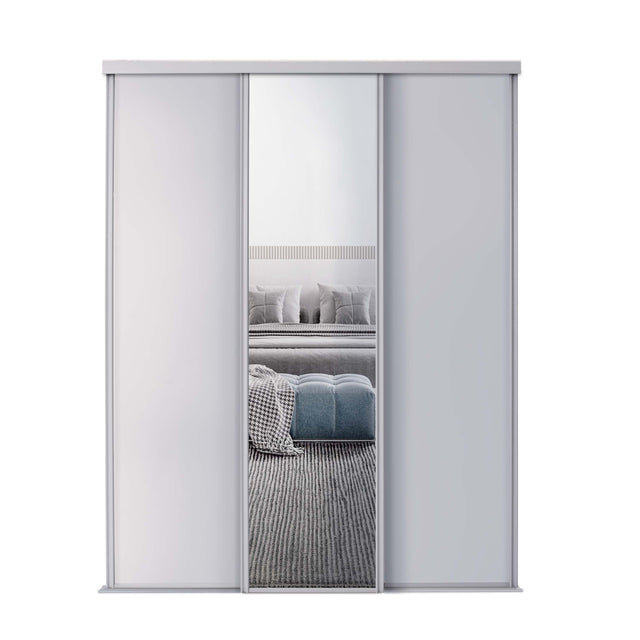 Spacepro Classic 3 Door sliding wardrobe Kit Cashmere frame 2 x Panel 1 x Mirror (w)2216mm - Bedrooms Plus