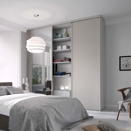 Spacepro Classic 3 Door sliding wardrobe Kit Cashmere frame 2 x Panel 1 x Mirror (w)2216mm - Bedrooms Plus