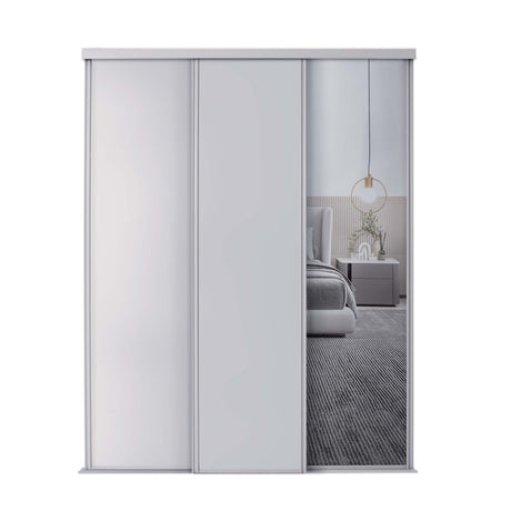 Spacepro Classic 3 Door sliding wardrobe Kit Cashmere frame 2 x Panel 1 x Mirror (w)2672mm - Bedrooms Plus
