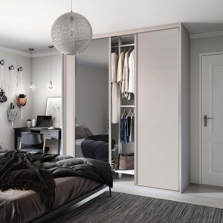 Spacepro Classic 3 Door sliding wardrobe Kit Cashmere frame 2 x Panel 1 x Mirror (w)2672mm - Bedrooms Plus