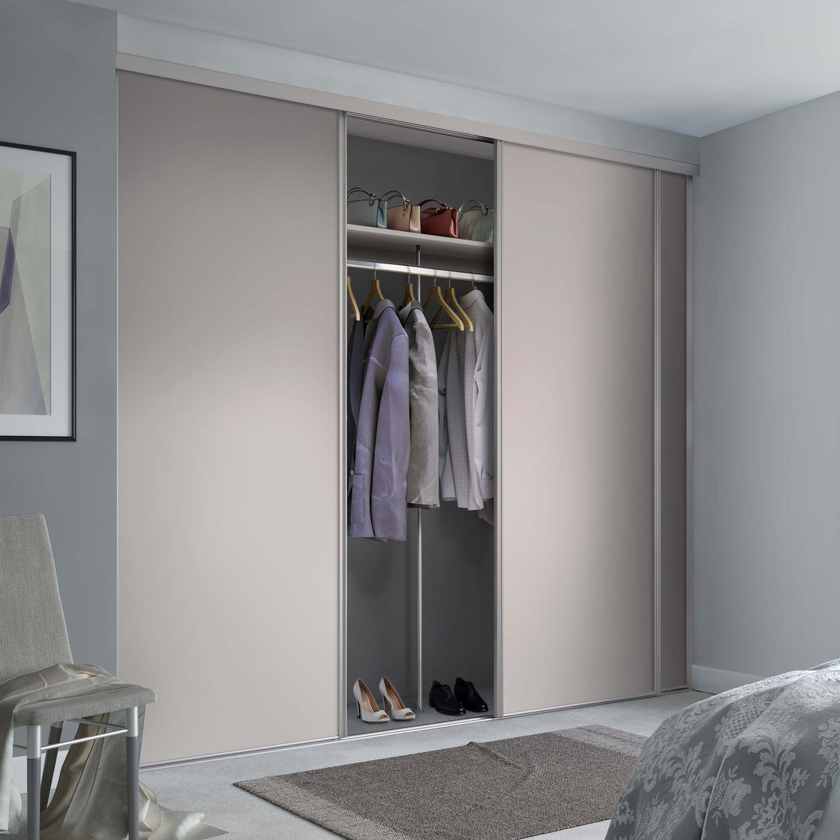 Spacepro Classic 3 Door sliding wardrobe Kit Cashmere Panel (w)2216mm - Bedrooms Plus