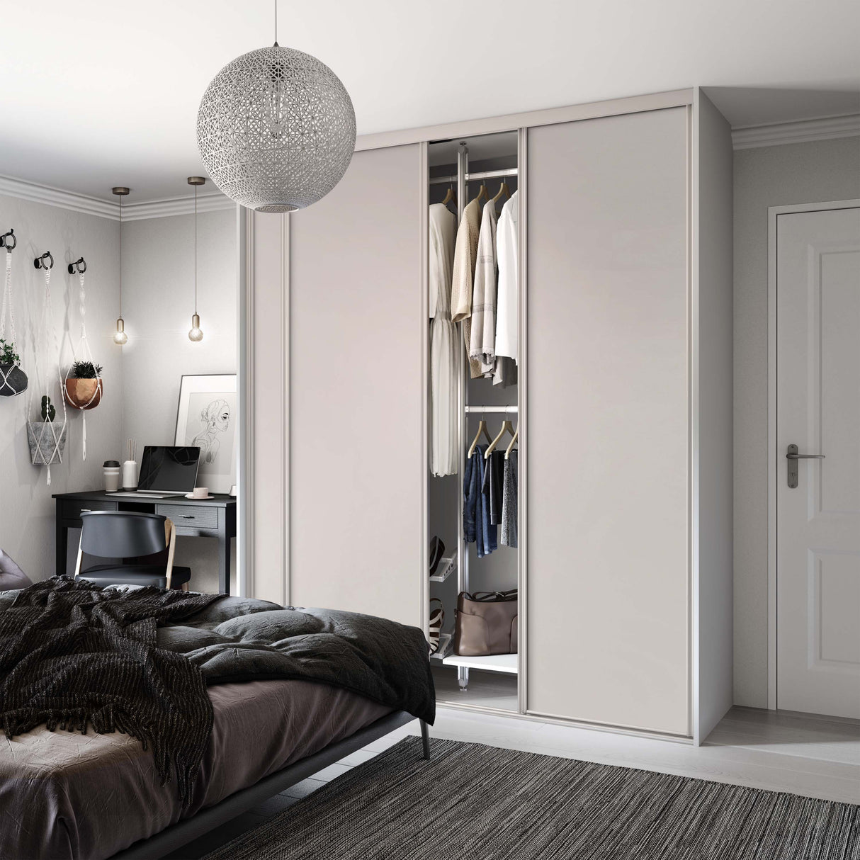 Spacepro Classic 3 Door sliding wardrobe Kit Cashmere Panel (w)2216mm - Bedrooms Plus