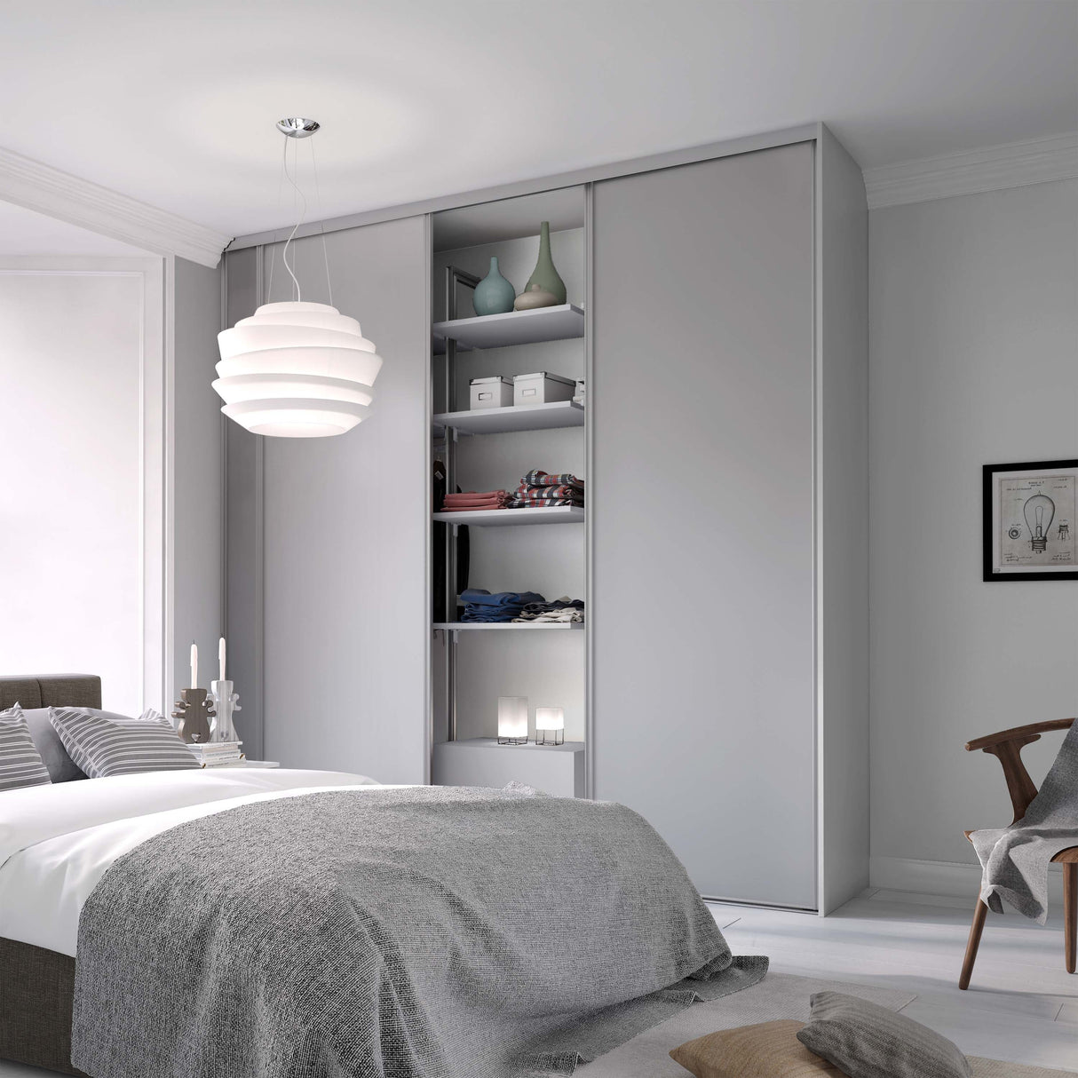 Spacepro Classic 3 Door sliding Wardrobe kit Dove Grey 2672mm - Bedrooms Plus