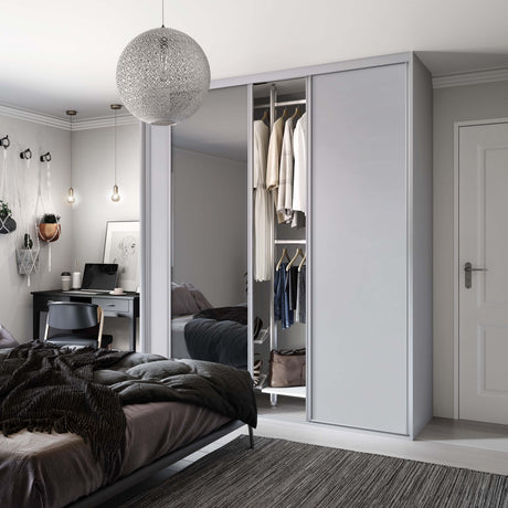 Spacepro Classic 3 Door sliding wardrobe Kit Dove Grey frame 2 x Panel 1 x Mirror (w)1760mm - Bedrooms Plus