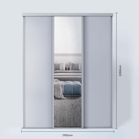 Spacepro Classic 3 Door sliding wardrobe Kit Dove Grey frame 2 x Panel 1 x Mirror (w)1760mm - Bedrooms Plus