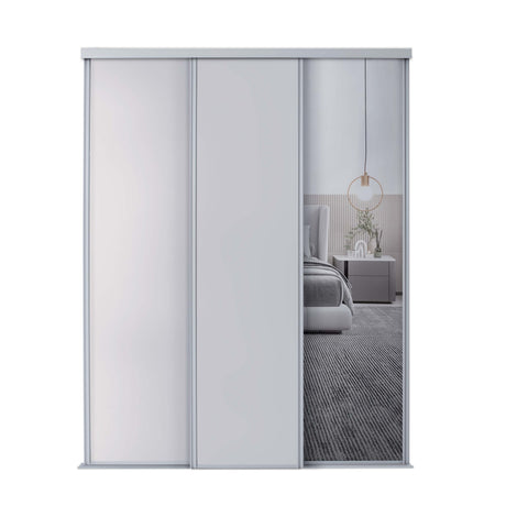 Spacepro Classic 3 Door sliding wardrobe Kit Dove Grey frame 2 x Panel 1 x Mirror (w)1760mm - Bedrooms Plus
