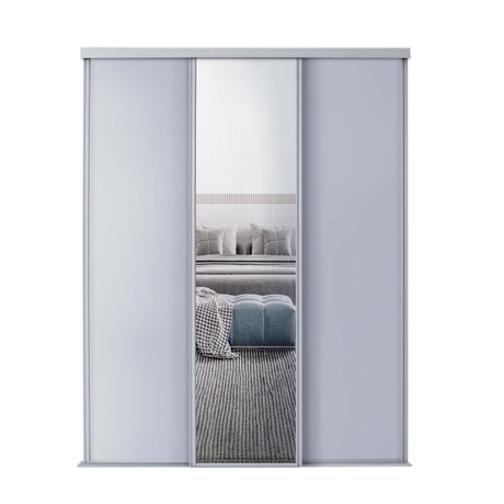 Spacepro Classic 3 Door sliding wardrobe Kit Dove Grey frame 2 x Panel 1 x Mirror (w)2216mm - Bedrooms Plus