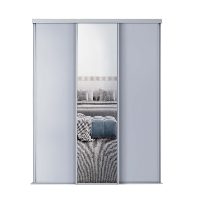 Spacepro Classic 3 Door sliding wardrobe Kit Dove Grey frame 2 x Panel 1 x Mirror (w)2216mm - Bedrooms Plus