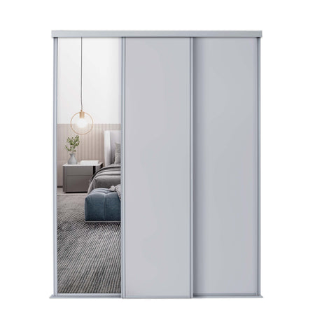 Spacepro Classic 3 Door sliding wardrobe Kit Dove Grey frame 2 x Panel 1 x Mirror (w)2672mm - Bedrooms Plus