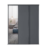 Spacepro Classic 3 Door sliding wardrobe Kit Graphite frame 2 x Panel 1 x Mirror (w)1760mm - Bedrooms Plus