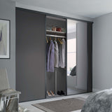 Spacepro Classic 3 Door sliding wardrobe Kit Graphite frame 2 x Panel 1 x Mirror (w)2672mm - Bedrooms Plus