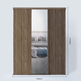 Spacepro Classic 3 Door sliding wardrobe Kit Walnut frame 2 x Panel 1 x Mirror (w)1760mm - Bedrooms Plus