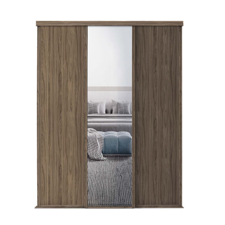 Spacepro Classic 3 Door sliding wardrobe Kit Walnut frame 2 x Panel 1 x Mirror (w)2672mm - Bedrooms Plus