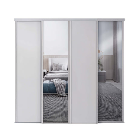 Spacepro Classic 4 Door sliding wardrobe Kit Cashmere frame 2 x Panel 2 x Mirror (w)2978mm - Bedrooms Plus