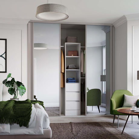 Spacepro Classic 4 Door sliding wardrobe Kit Cashmere frame 2 x Panel 2 x Mirror (w)2978mm - Bedrooms Plus