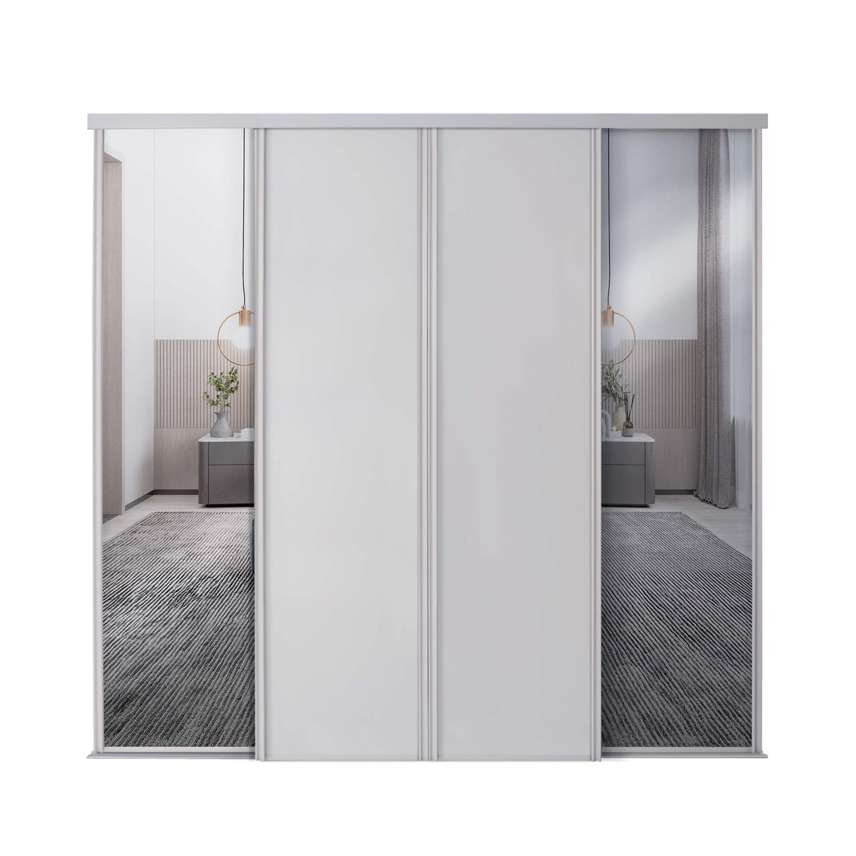 Spacepro Classic 4 Door sliding wardrobe Kit Cashmere frame 2 x Panel 2 x Mirror (w)2978mm - Bedrooms Plus