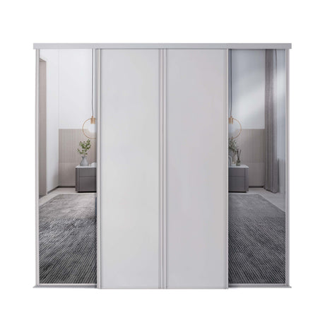Spacepro Classic 4 Door sliding wardrobe Kit Cashmere frame 2 x Panel 2 x Mirror (w)2978mm - Bedrooms Plus