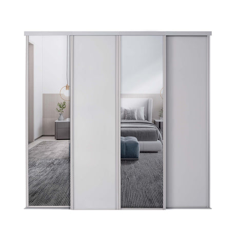 Spacepro Classic 4 Door sliding wardrobe Kit Cashmere frame 2 x Panel 2 x Mirror (w)3586mm - Bedrooms Plus
