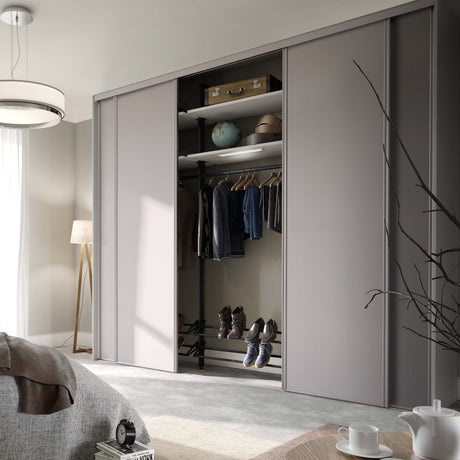 Spacepro Classic 4 Door sliding wardrobe Kit Cashmere Panel (w)2370mm - Bedrooms Plus