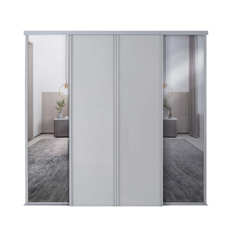 Spacepro Classic 4 Door sliding wardrobe Kit Dove Grey frame 2 x Panel 2 x Mirror (w)2370mm - Bedrooms Plus