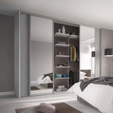Spacepro Classic 4 Door sliding wardrobe Kit Dove Grey frame 2 x Panel 2 x Mirror (w)2978mm - Bedrooms Plus
